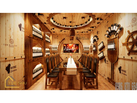 thi công hầm rượu nhà hàng GÒ CÔNG -Q8