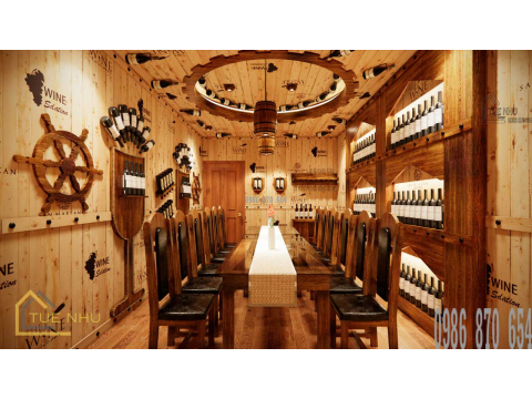 thi công hầm rượu nhà hàng GÒ CÔNG -Q8