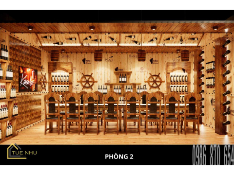 thi công hầm rượu nhà hàng GÒ CÔNG -Q8